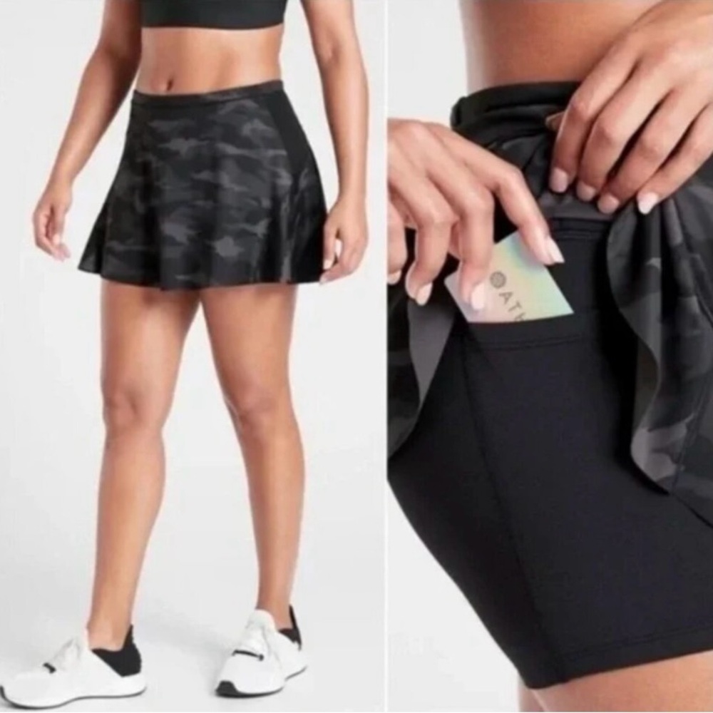 Athleta Black Camouflage Mini Skirt